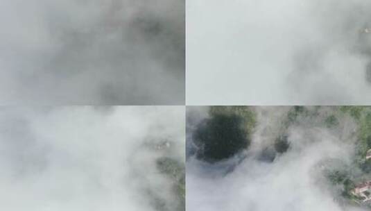 航拍杭州临安东天目山云雾，瀑布，水库高清在线视频素材下载