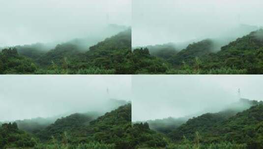 4K大气航拍大雾天的山峰高清在线视频素材下载