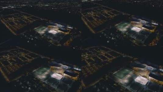 夜间体育中心的鸟瞰高清在线视频素材下载
