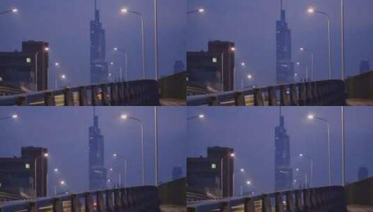 旅拍素材运动镜头南京地标紫峰大厦蓝调景色高清在线视频素材下载