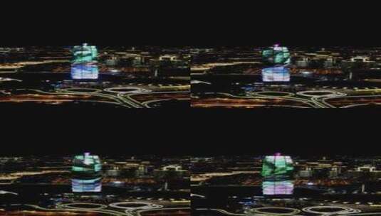 航拍河南会展中心千玺广场夜景高清在线视频素材下载