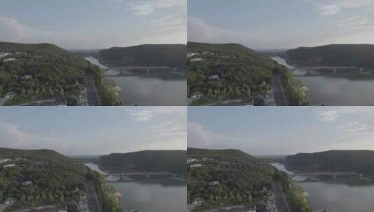 洛阳龙门龙门石窟伊河古街古建筑航拍高清在线视频素材下载