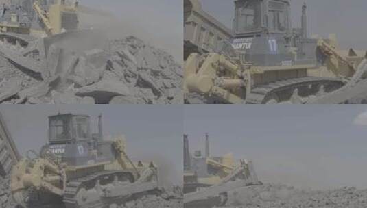 挖掘机在推渣土高清在线视频素材下载