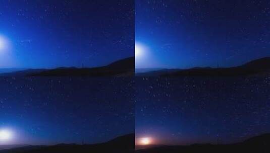 蓝色星空中划过的流星高清在线视频素材下载