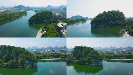 广西桂林山水地标象鼻山象山水月美景合集高清在线视频素材下载