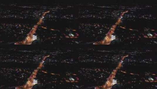 雪后城市霓虹夜景航拍高清在线视频素材下载
