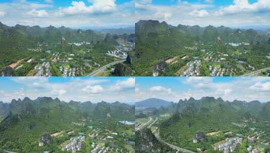 桂林国家高新区的山峦航拍全景高清在线视频素材下载