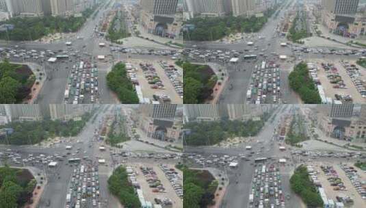 航拍城市拥堵交通高清在线视频素材下载
