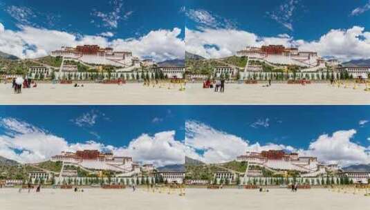 8k延时西藏拉萨布达拉宫广场全景素材高清在线视频素材下载