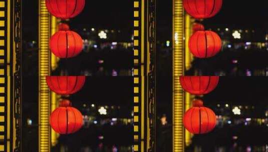 街边悬挂的红灯笼高清在线视频素材下载