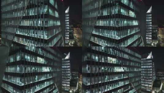 现代商务楼夜景航拍-上海前滩高清在线视频素材下载