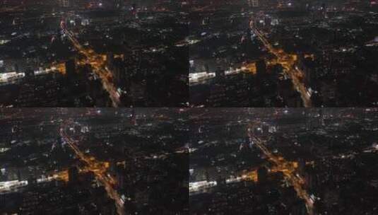 广州客村立交航拍夜景交通高清在线视频素材下载