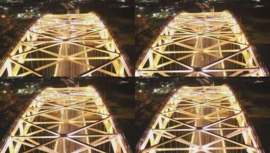 空镜灯光航拍横琴桥高清在线视频素材下载