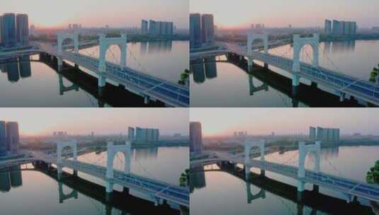 山东省临沂市祊河桥航拍4K素材高清在线视频素材下载