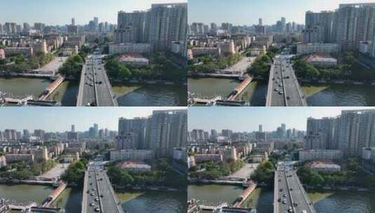 广州江湾大桥交通航拍高清在线视频素材下载