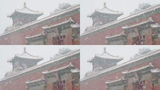 大雪中的故宫博物院内慢镜头景色高清在线视频素材下载