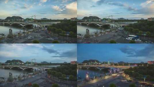 广西桂林解放桥桥段摄影延时高清在线视频素材下载