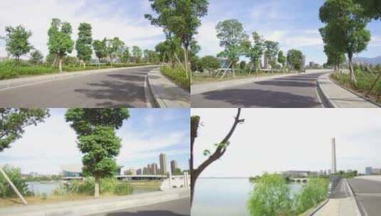 九江八里湖公园马路高清在线视频素材下载