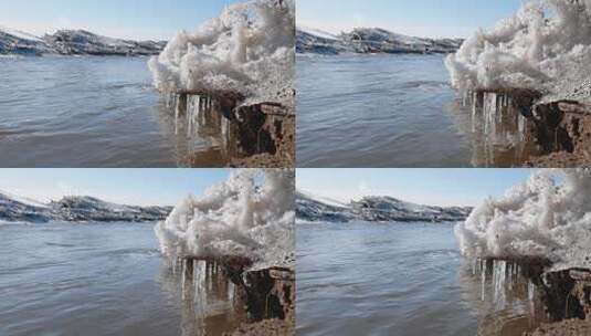 冰雪开始融化的河流高清在线视频素材下载