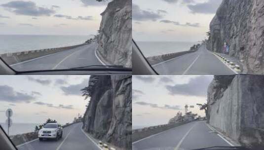开车第一视角青岛崂山沿海公路高清在线视频素材下载