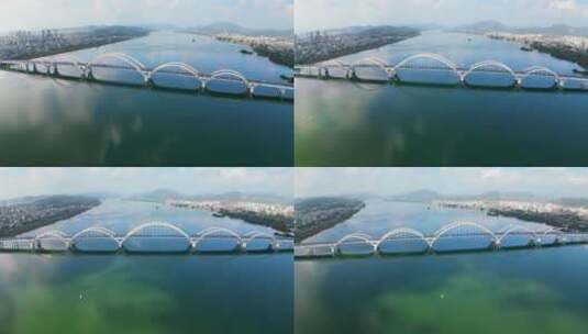 广东省潮州市金山大桥航拍风光高清在线视频素材下载