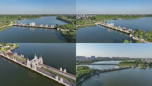 广饶孙武湖淄河大桥高清在线视频素材下载
