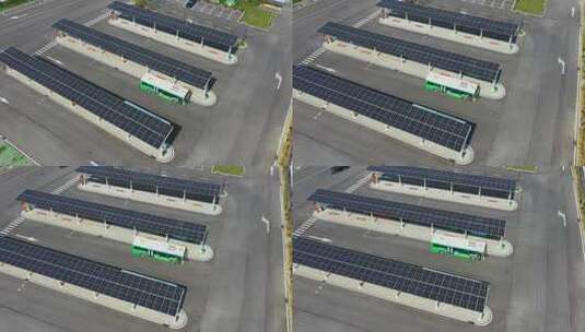 太阳能电动公交车充电站高清在线视频素材下载
