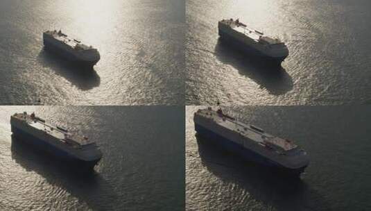 香港汽车运输船航行进港航拍素材高清在线视频素材下载