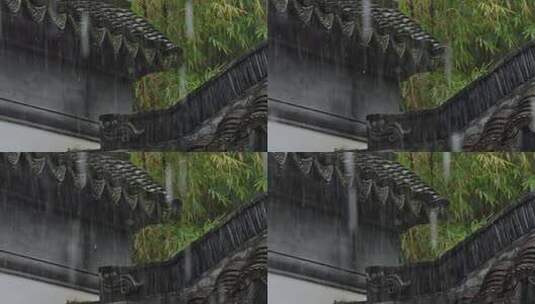 雨天下雨古建筑屋檐雨滴古风意境高清在线视频素材下载