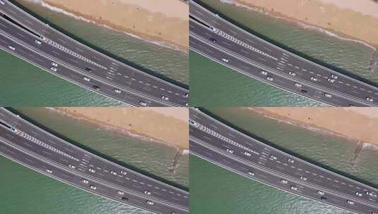 4k 航拍厦门海岸线海岛公路演武大桥高清在线视频素材下载