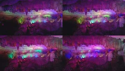 最美郴州万华岩溶洞地下河风光彩色钟乳石8高清在线视频素材下载