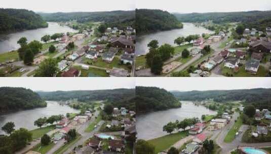 油炸磨坊村的弗吉尼亚天线，背景是新河高清在线视频素材下载