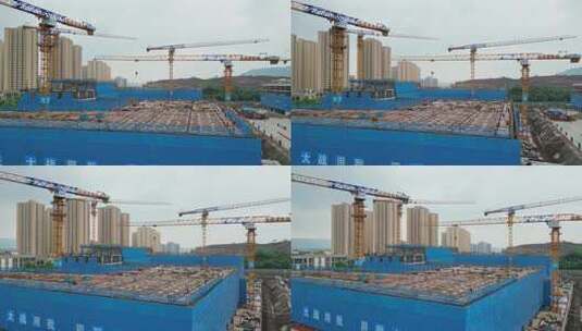 重庆高新区建筑施工工地航拍1高清在线视频素材下载