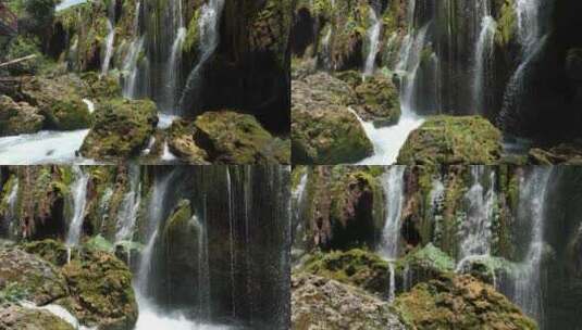 云南香格里拉普达措国家公园彩虹瀑布高清在线视频素材下载