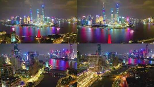 上海外滩乍浦路桥苏州河陆家嘴夜晚夜景视频高清在线视频素材下载