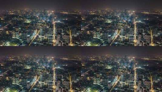 南京_ 南京新街口商贸区夜景航拍002高清在线视频素材下载