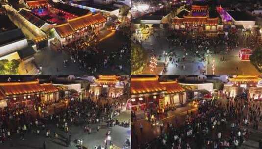 歙县徽州古城夜景航拍合集高清在线视频素材下载