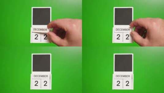 12.绿色背景上日期为12月22日的日历高清在线视频素材下载