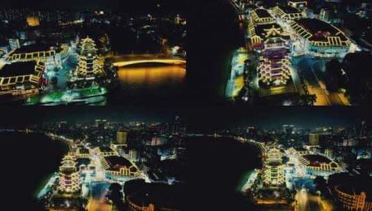 广东惠州水东街商业城夜景航拍高清在线视频素材下载