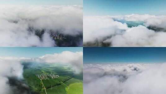云层下村庄高清在线视频素材下载
