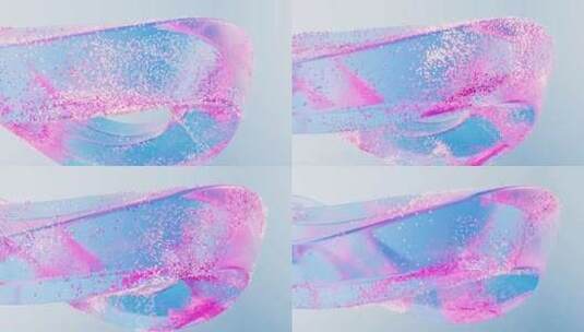 透明玻璃与流动粒子背景三维渲染高清在线视频素材下载