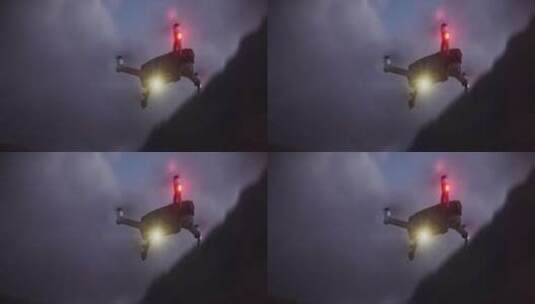 灯光明亮的无人机飞行高清在线视频素材下载