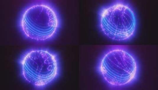 抽象蓝紫色发光数字高科技未来能量等离子球高清在线视频素材下载