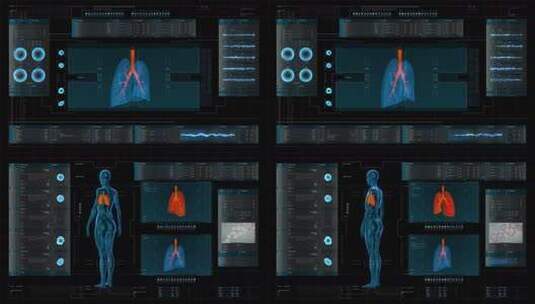 放射学医生工作诊断治疗虚拟人的肺高清在线视频素材下载