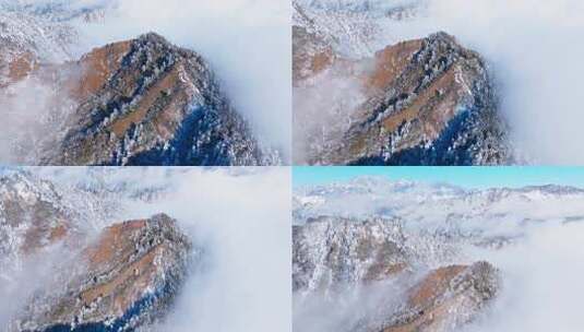 四川西岭雪山美丽风景冬天白雪皑皑云雾缭绕高清在线视频素材下载