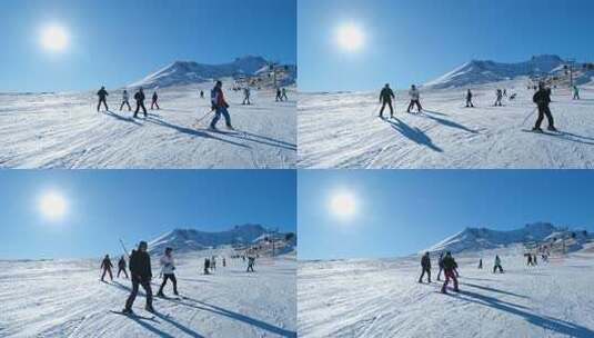 滑雪运动员超慢动作表演高清在线视频素材下载