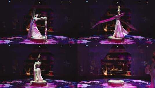 古风女子舞台舞蹈表演高清在线视频素材下载