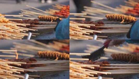 烤串 烤肉 烧烤 美食 餐饮高清在线视频素材下载