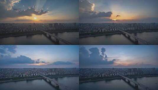 衡阳市湘江二桥日转夜延时摄影高清在线视频素材下载
