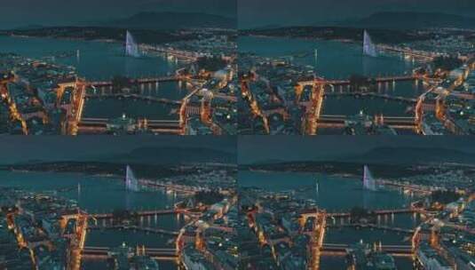 航拍下的城市夜幕景观高清在线视频素材下载